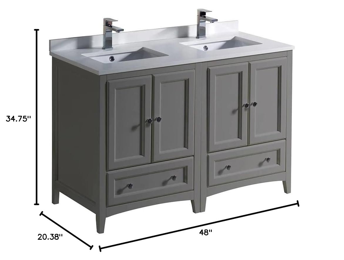 Fresca FCB20-2424GR-CWH-U Double Sink Cabinets with Sinks