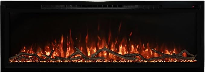 Modern Flames Spectrum Slimline 50 inch Wall Mount Built in Electric Fireplace Insert | Fully Recessed 4'' Wall | SPS-50B