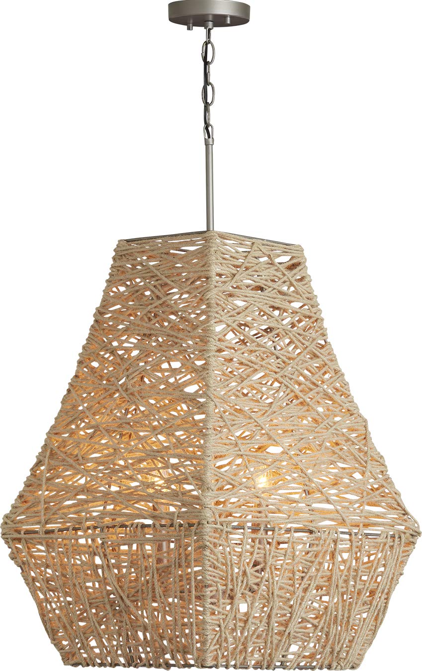 Capital Lighting 335241NY Finley 4 Light Pendant Natural Jute and Grey