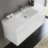 Fresca FCB8092WH-I Fresca Vista 48" White Wall Hung Modern Bathroom Cabinet w/ Integrated Sink