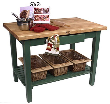 John Boos C4836-2S-BS 48 Classic Country 2 Shelf Work Table, Basil