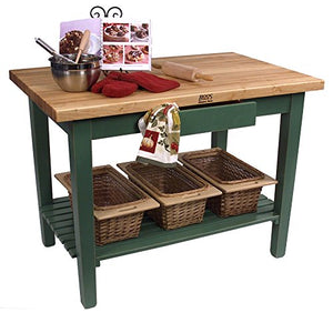 John Boos C3624-S-AL Classic Country Kitchen Work Table, 36" W X 24" D 35" H with 1.75" Thick Top, Cream Finish, Alabaster Painted Base