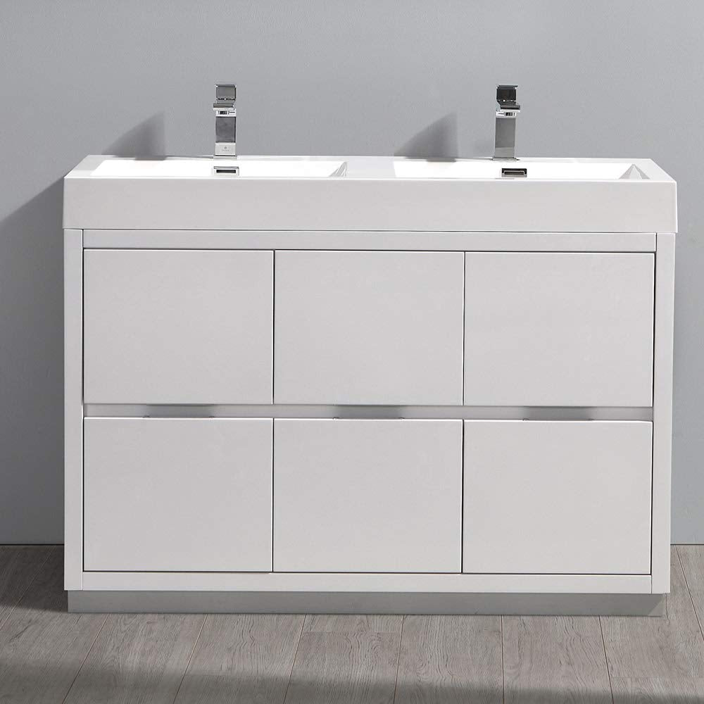 Fresca FCB8448GG-D-I Fresca Valencia 48" Dark Slate Gray Free Standing Double Sink Modern Bathroom Vanity