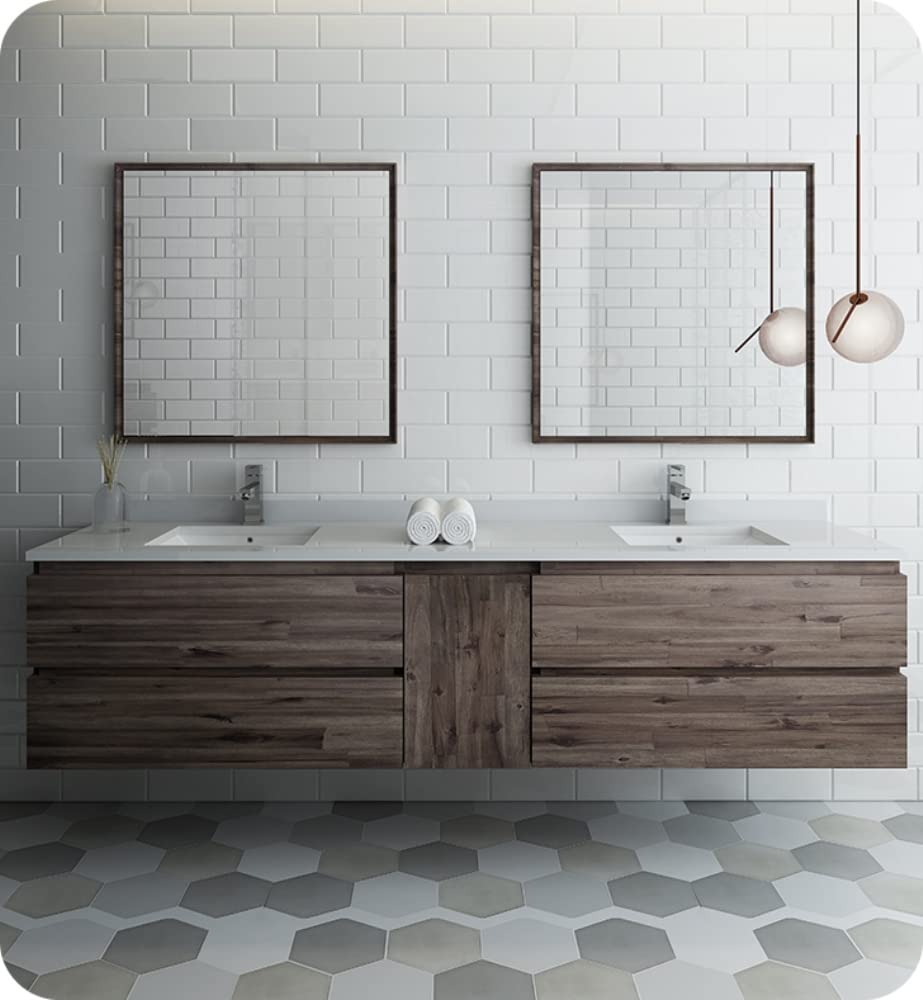 Fresca FVN31-361236ACA Fresca Formosa 84" Wall Hung Double Sink Modern Bathroom Vanity w/ Mirrors