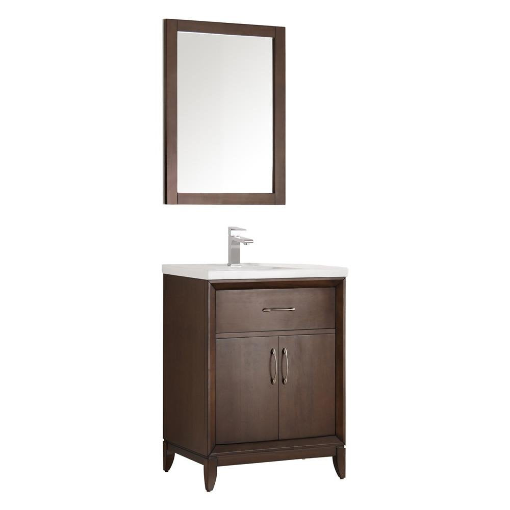 Fresca FVN2124AC Fresca Cambridge 24" Antique Coffee Traditional Bathroom Vanity w/ Mirror