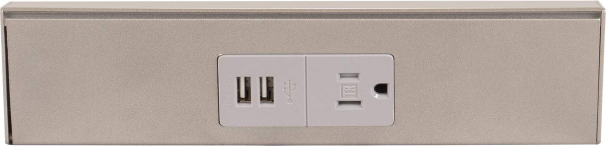 Task Lighting TRU9-1GD-P-SN 9" TR USB Series Angle Power Strip with USB, Satin Nickel Finish, Grey Receptacles