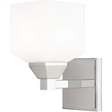 Livex Lighting 10281-05 Aragon - One Light Wall Sconce, Polished Chrome Finish with Satin Opal White Glass