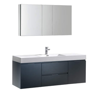 Fresca FVN8360GG Fresca Valencia 60" Dark Slate Gray Wall Hung Modern Bathroom Vanity w/ Medicine Cabinet