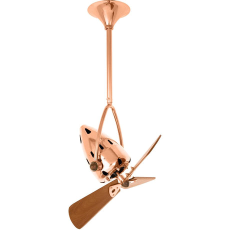 Matthews Fan JD-CP-WD Jarold Direcional ceiling fan in Polished Copper finish with solid sustainable mahogany wood blades.