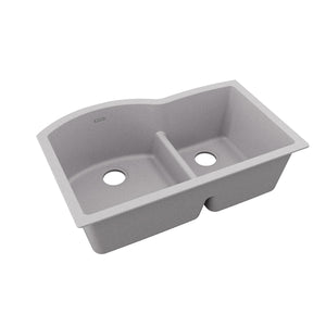 Elkay Quartz Classic ELGHU3322RGS0 Greystone Offset 60/40 Double Bowl Undermount Sink with Aqua Divide