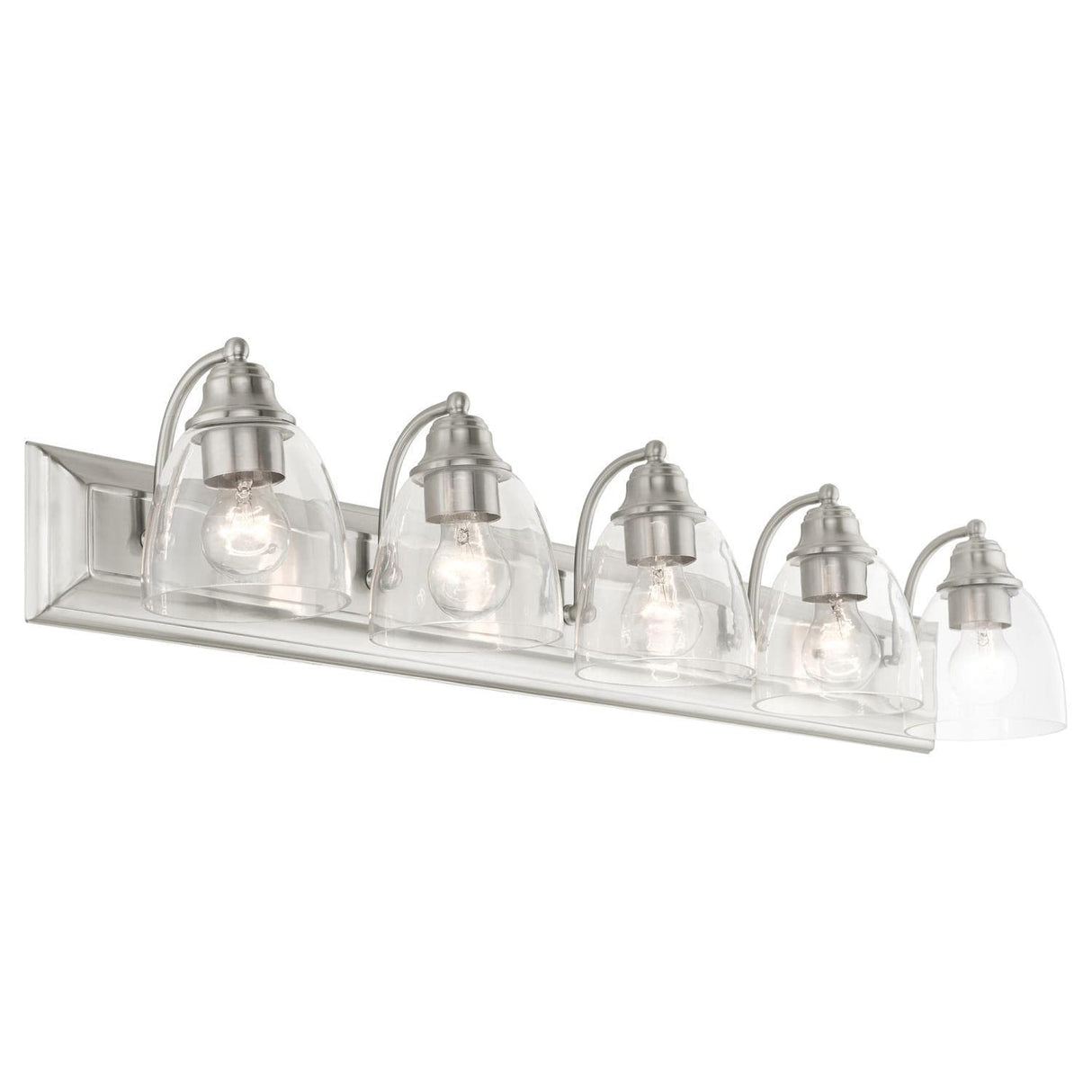 Livex Lighting 17075-91 Birmingham Collection 5-Light Bathroom Vanity Light with Clear Glass, Brushed Nickel