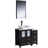 Fresca FVN62-2412ES-VSL Fresca Torino 36" Espresso Modern Bathroom Vanity w/ Side Cabinet & Vessel Sink