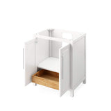 Jeffrey Alexander VKITCAD30BKWCR 30" Black Cade Vanity, White Carrara Marble Vanity Top, undermount rectangle bowl