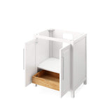 Jeffrey Alexander VKITCAD30WHWCR 30" White Cade Vanity, White Carrara Marble Vanity Top, undermount rectangle bowl