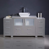 Fresca FCB62-123612WH-CWH-V Fresca Torino 60" White Modern Bathroom Cabinets w/ Top & Vessel Sink