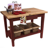 John Boos C6024-2D-S-BN Classic Country Worktable, 60" W x 24" D 35" H, with 2 Drawers and 1 Shelf, Barn Red