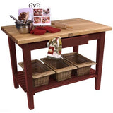 John Boos C6024-D-S-BN Classic Country Worktable, 60" W x 24" D 35" H, with Drawer and 1 Shelf, Barn Red