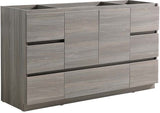 Fresca FCB9360MGO-S Fresca Lazzaro 60" Gray Wood Free Standing Single Sink Modern Bathroom Cabinet