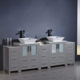 Fresca FCB62-72ES-CWH-V Fresca Torino 84" Espresso Modern Double Sink Bathroom Cabinets w/ Tops & Vessel Sinks