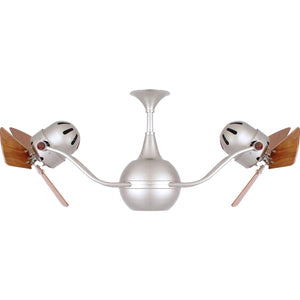 Matthews Fan VB-BN-WD Vent-Bettina 360° dual headed rotational ceiling fan in brushed nickel with solid sustainable mahogany wood blades.
