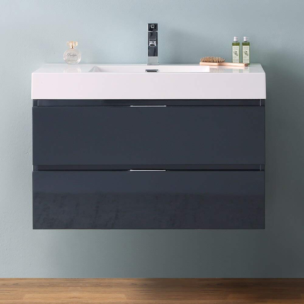 Fresca FCB8336GG-I Fresca Valencia 36" Dark Slate Gray Wall Hung Modern Bathroom Vanity