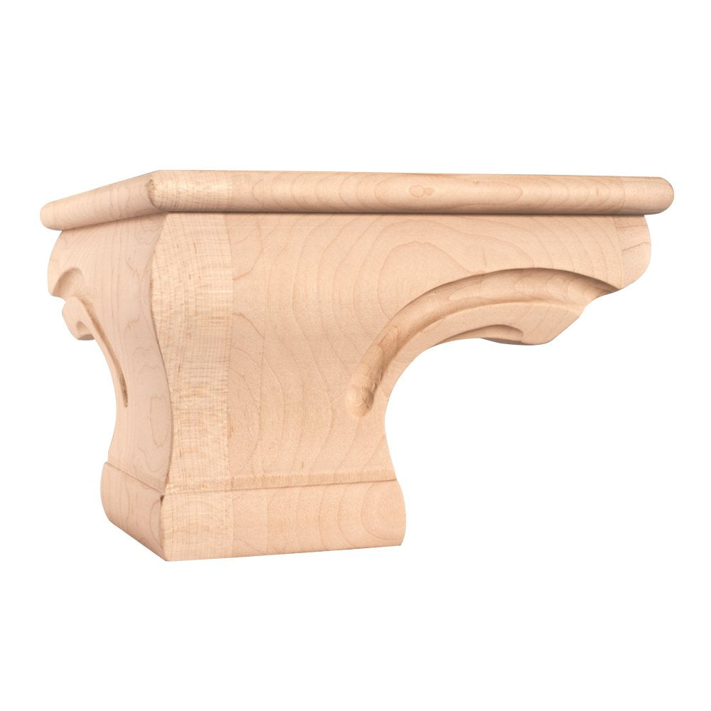 Hardware Resources PFCS-B-RW 6-3/4" W x 6-3/4" D x 4-1/2" H Rubberwood Beaded Corner Pedestal Foot