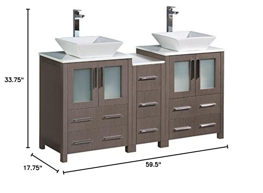 Fresca FCB62-241224GO Fresca Torino 60" Gray Oak Modern Bathroom Cabinets