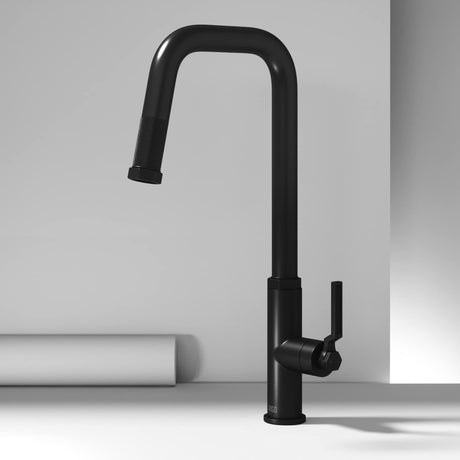 VIGO VG02036MB 18.0" H Hart Angular Single-Handle Pull-Down Kitchen Faucet in Matte Black