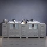 Fresca FCB62-72GR-I Fresca Torino 84" Gray Modern Double Sink Bathroom Cabinets w/ Integrated Sinks