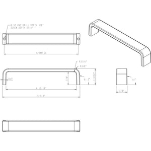 Elements 193-128MB 128 mm Center-to-Center Matte Black Square Asher Cabinet Pull