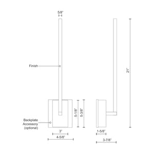 Kuzco WS25118-BN PANDORA 18" WS Brushed Nickel 120V TRIAC/ELV LED 3000K 90CRI 15W