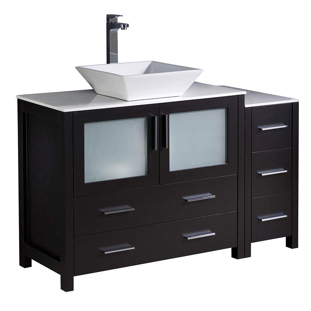 Fresca FCB62-3612ES-CWH-V Fresca Torino 48" Espresso Modern Bathroom Cabinets w/ Top & Vessel Sink