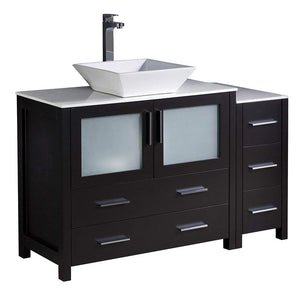 Fresca FCB62-3612ES-CWH-V Fresca Torino 48" Espresso Modern Bathroom Cabinets w/ Top & Vessel Sink