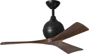 Matthews Fan IR3-BK-WA-42 Irene-3 three-blade paddle fan in Matte Black finish with 42" solid walnut tone blades.