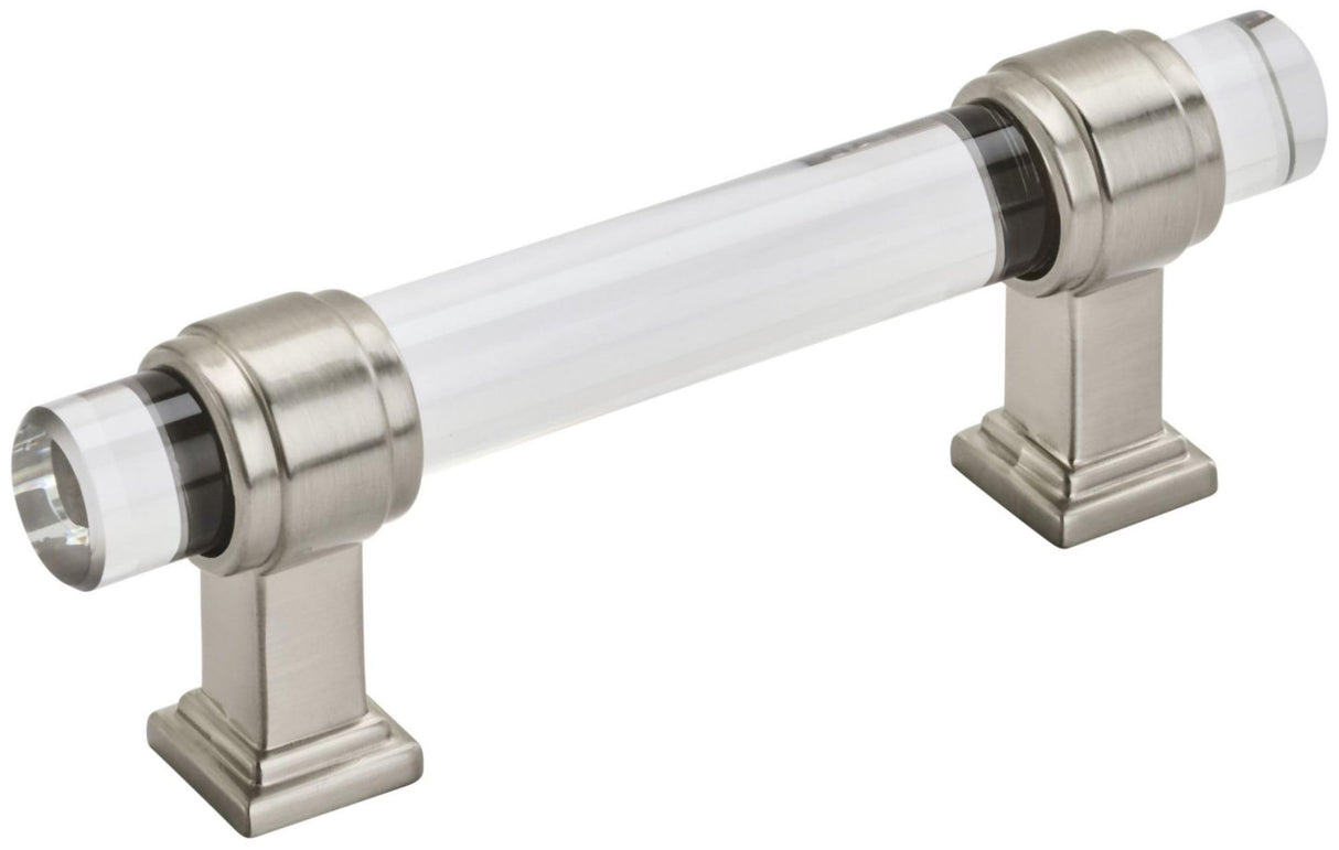 Amerock Cabinet Pull Clear/Satin Nickel 3 inch (76 mm) Center to Center Glacio 1 Pack Drawer Pull Drawer Handle Cabinet Hardware