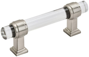 Amerock Cabinet Pull Clear/Satin Nickel 3 inch (76 mm) Center to Center Glacio 1 Pack Drawer Pull Drawer Handle Cabinet Hardware