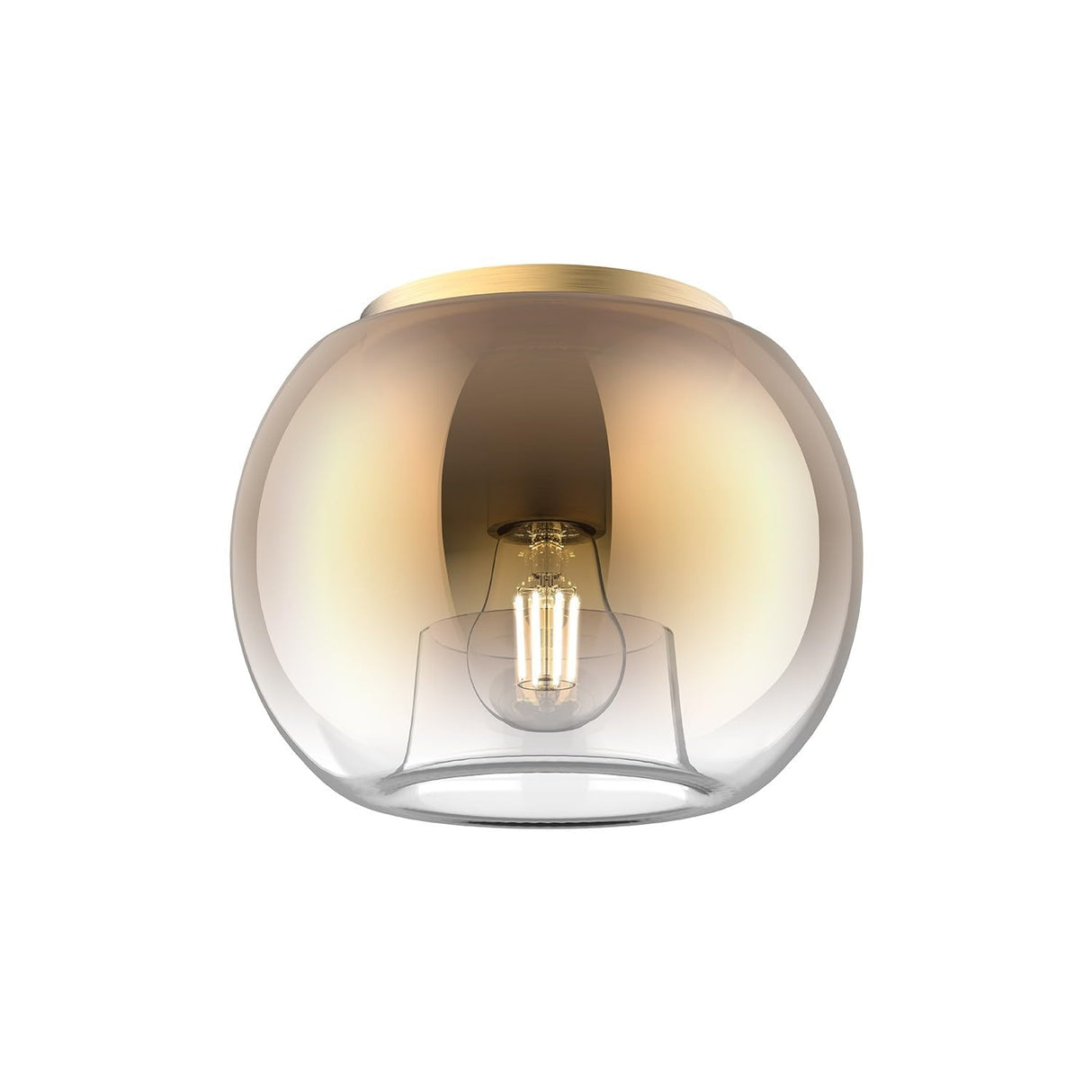 Kuzco FM57508-BG/CP SAMAR 8" FLUSH MOUNT BRUSHED GOLD TRANSITION COPPER GLASS E26 60W