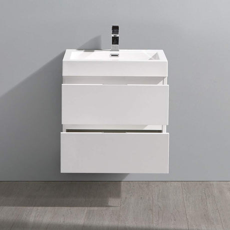 Fresca FCB8324WH-I Fresca Valencia 24" Glossy White Wall Hung Modern Bathroom Vanity