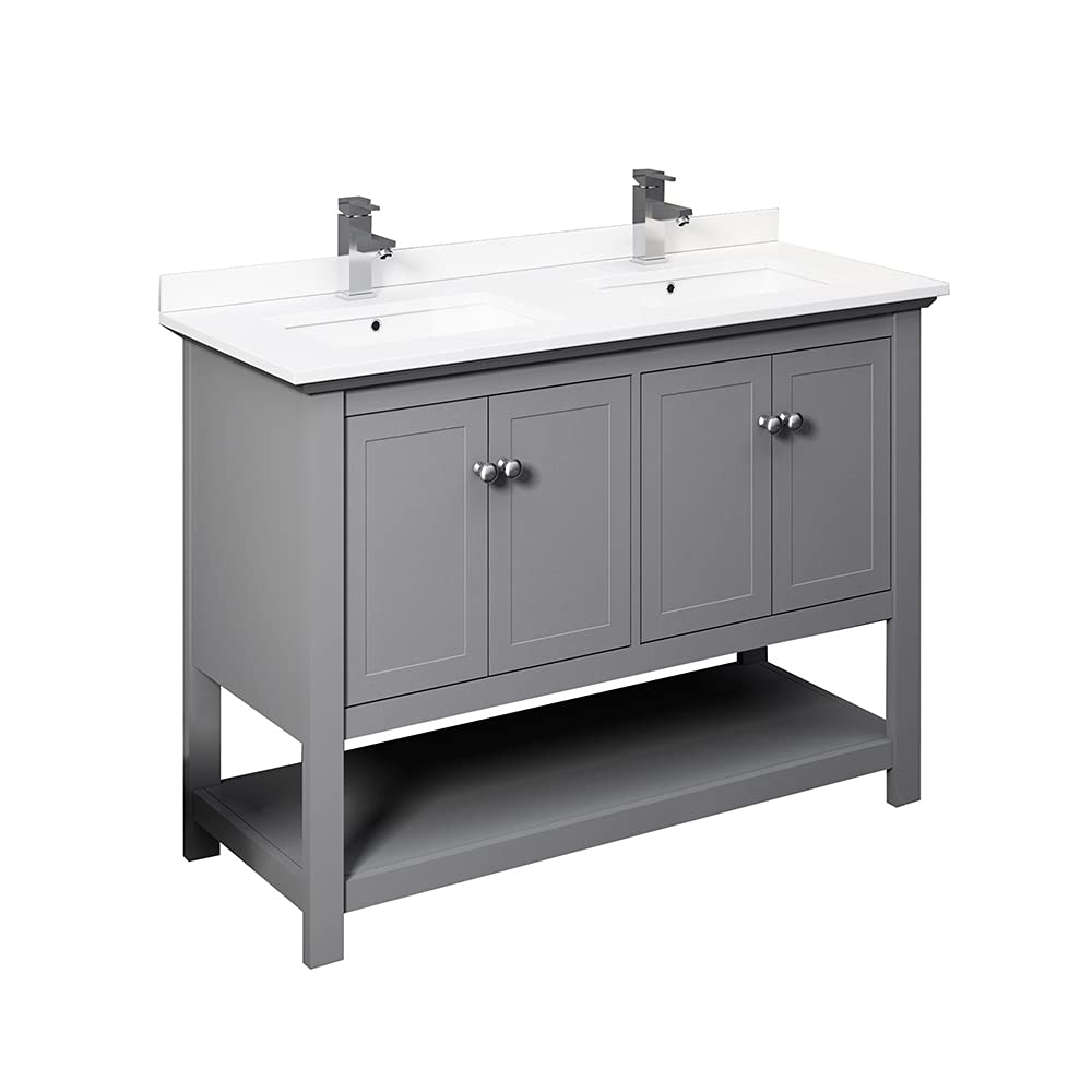 Fresca FCB2348GR-D-CWH-U Double Sink Cabinet with Sinks