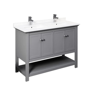 Fresca FCB2348GR-D-CWH-U Double Sink Cabinet with Sinks