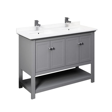 Fresca FCB2348GR-D-CWH-U Double Sink Cabinet with Sinks