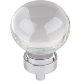 Jeffrey Alexander G130L-PC 1-3/8" Diameter Polished Chrome Sphere Glass Harlow Cabinet Knob
