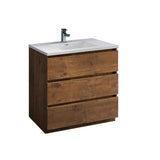 Fresca FCB9336RW-I Fresca Lazzaro 36" Rosewood Free Standing Modern Bathroom Cabinet w/ Integrated Sink