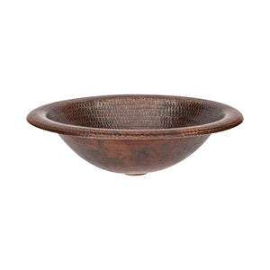 Premier Copper Products LO18RDB 18-Inch Wide Rim Oval Self Rimming Hammered Copper Sink, Oil Rubbed Bronze