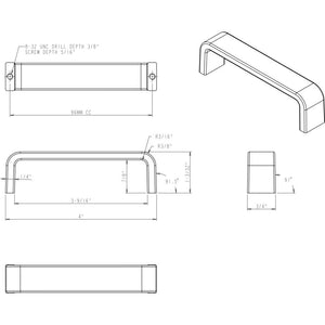 Elements 193-96MB 96 mm Center-to-Center Matte Black Square Asher Cabinet Pull