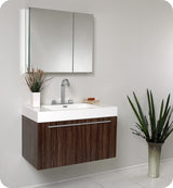 Fresca FCB8090GW-I Fresca Vista 36" Walnut Modern Bathroom Cabinet w/ Integrated Sink