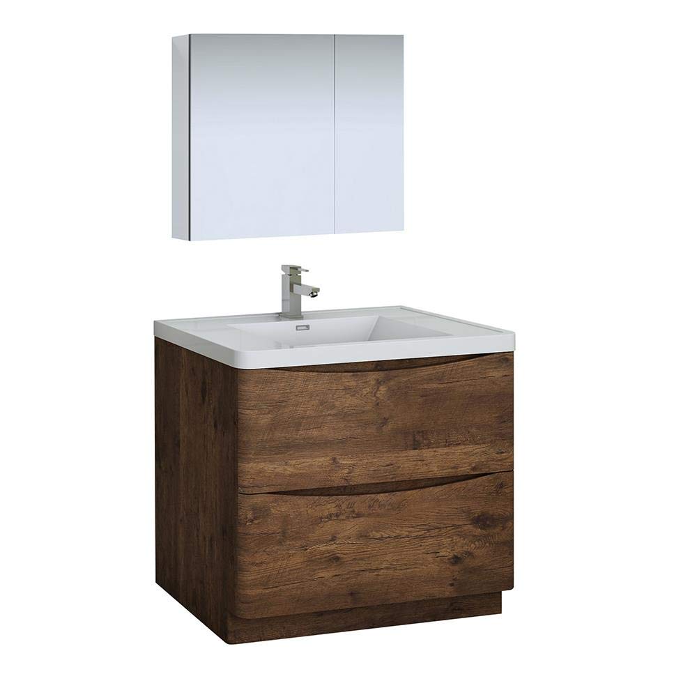 Fresca FVN9136RW Fresca Tuscany 36" Rosewood Free Standing Modern Bathroom Vanity w/ Medicine Cabinet