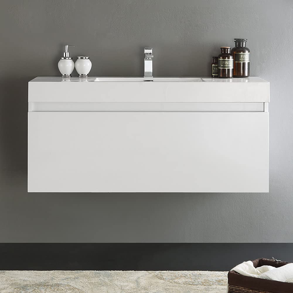 Fresca FCB8011GO-I Fresca Mezzo 48" Gray Oak Wall Hung Modern Bathroom Cabinet w/ Integrated Sink