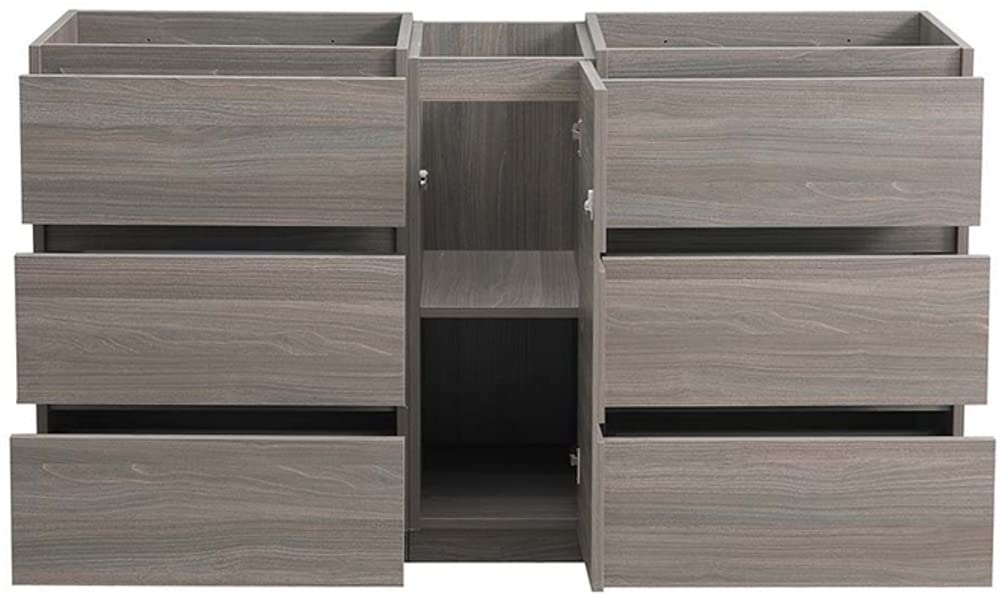 Fresca FCB93-241224MGO-D Fresca Lazzaro 60" Gray Wood Free Standing Double Sink Modern Bathroom Cabinet