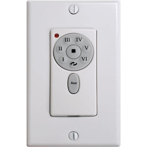 Matthews Fan IR5H-WH-BW-42 Irene-5H five-blade flush mount paddle fan in Gloss White finish with 42” solid barn wood tone blades. 
